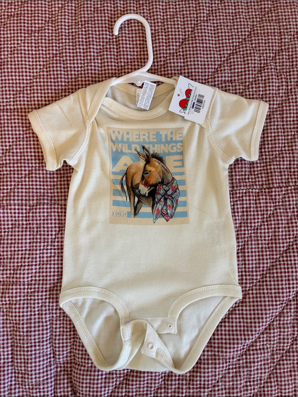 Rabbit skins Kids One-Piece Bodysuit - Cream with Donkey Graphic